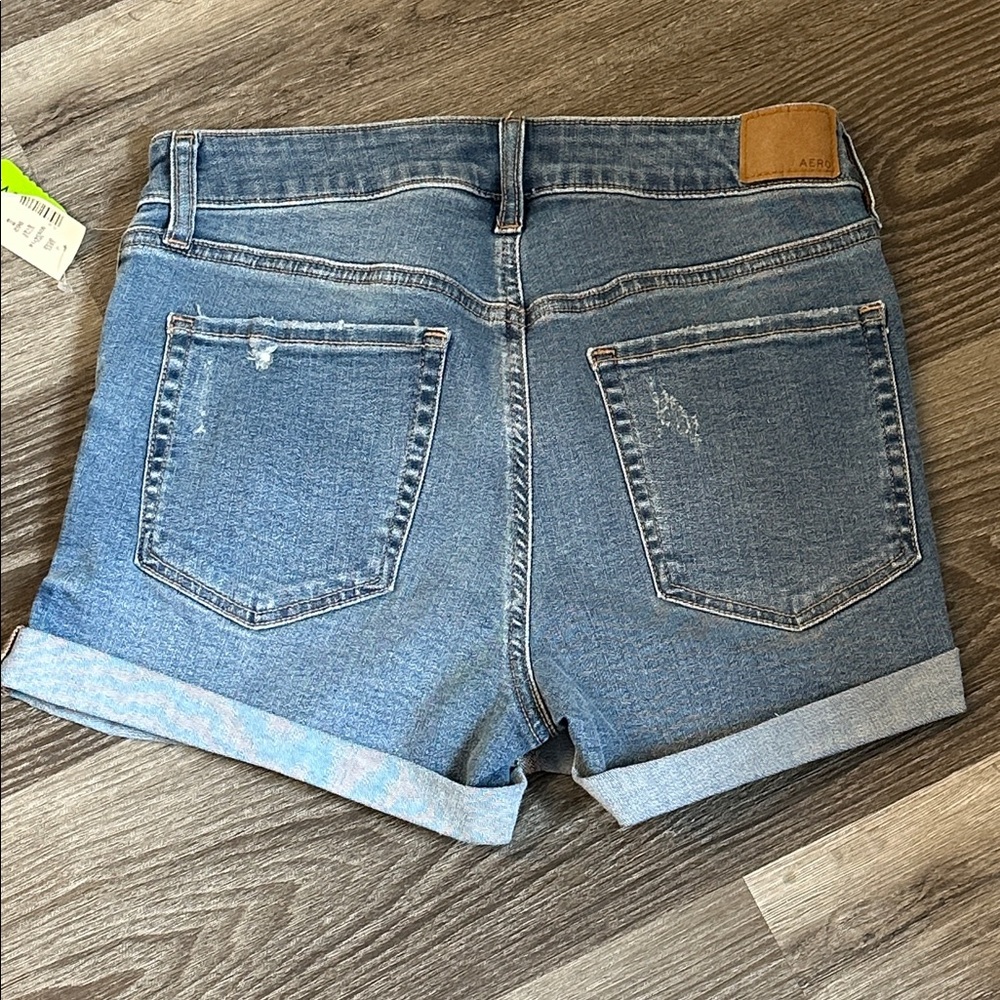 Aeropostale Women's Blue Denim High Rise Midi Shorts 3” - Picture 4 of 6
